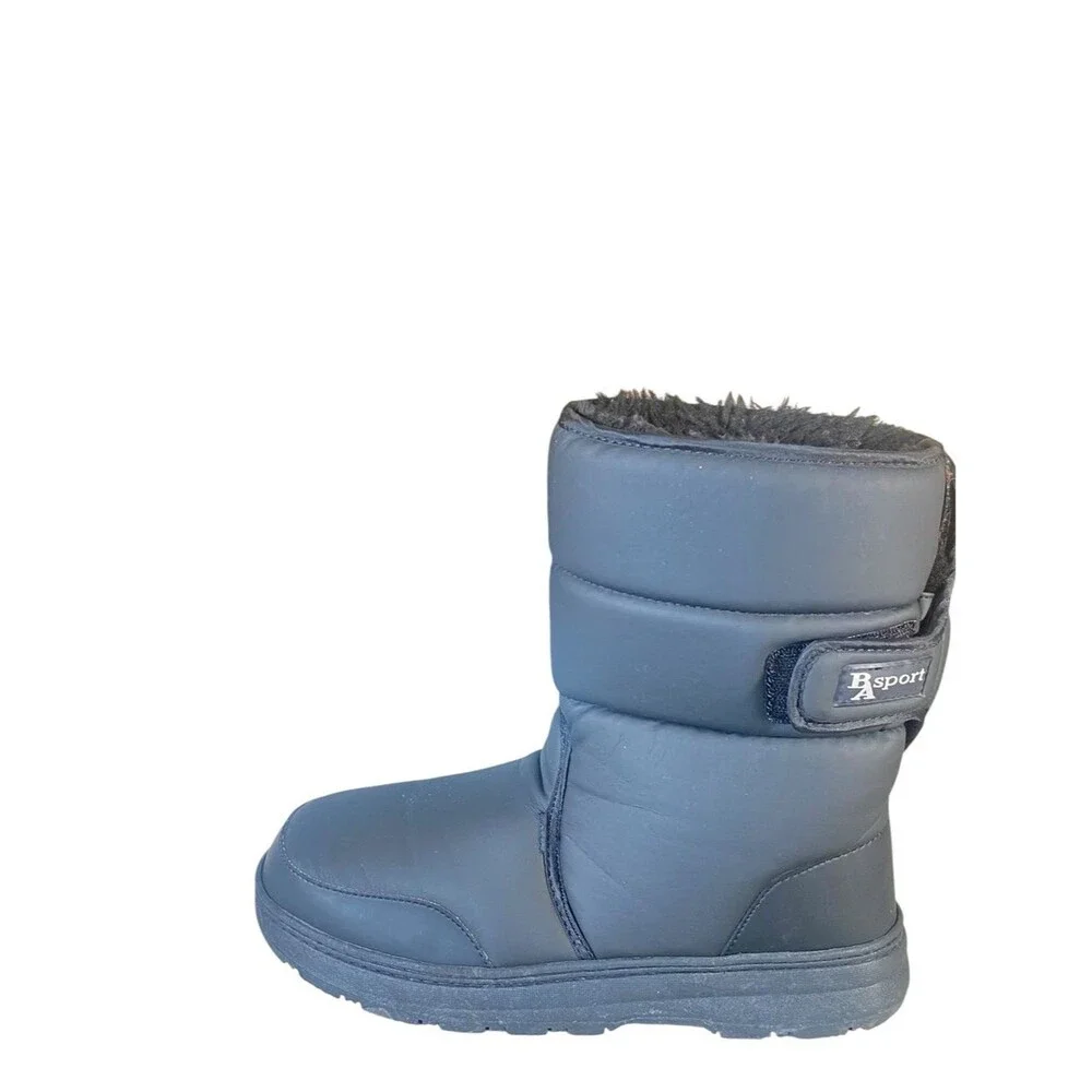 BA Sport Black Puffer Snow Boots Faux Fur Trim Style Travler SZ 11 Rear Closure